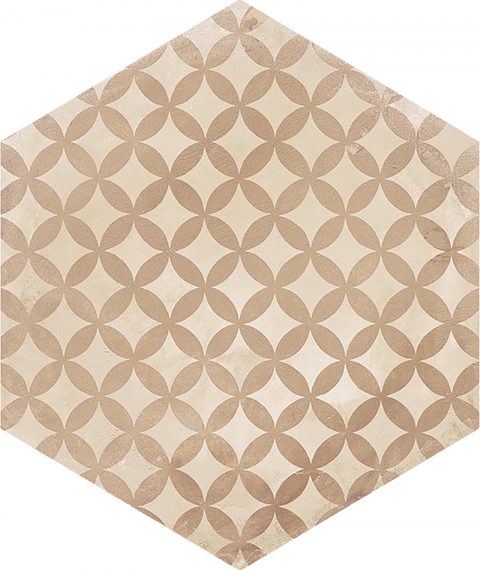 Cotto Medley_Ivory and Ochre_Mesh Hexagon