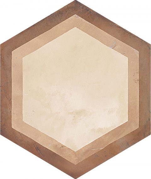 Cotto Medley_Ivory, Ochre and Terracotta_Frame Hexagon